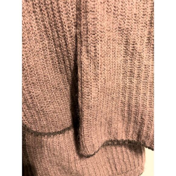 Vintage Gil Aimbez Genre Sweater Medium Hoodie Knit Cardigan Brown Wood Wool - Picture 4 of 6